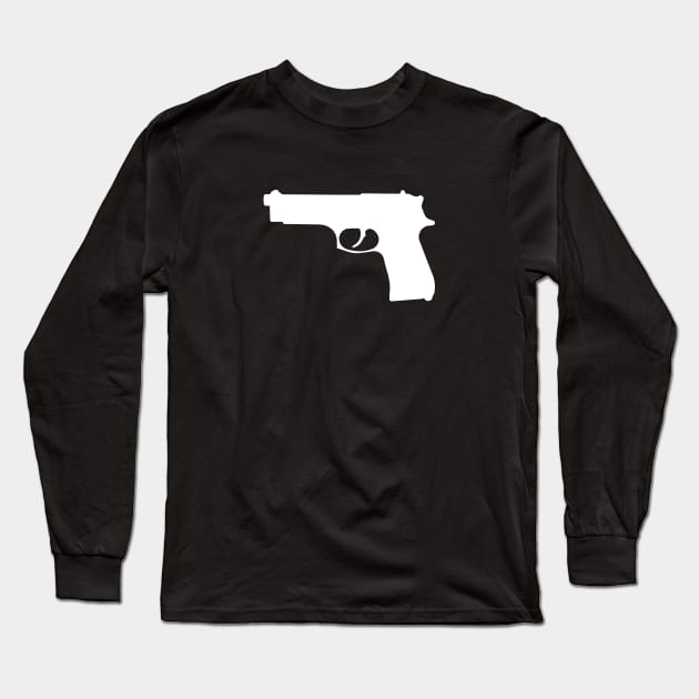 Semi-automatic Handgun Silhouette Long Sleeve T-Shirt by hobrath